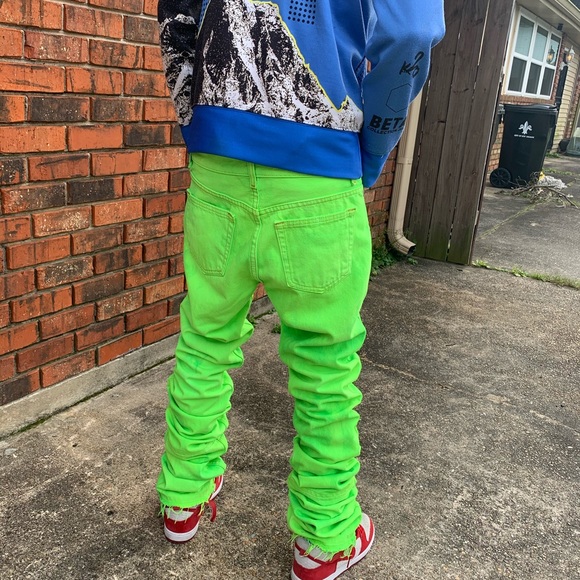 NEON GREEN STACKED DENIM Skinny